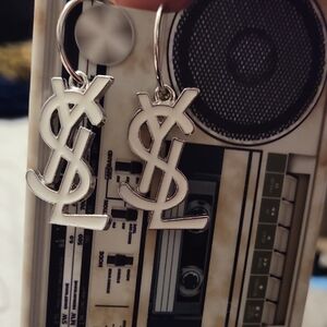 Stylish Silver Logo Earrings